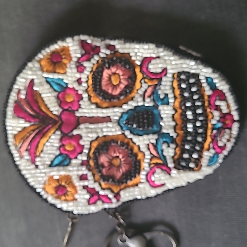Mary Frances "Bone To Pick" Sugar Skull Beaded Coin Purse and Key Fob NWOT - Picture 4 of 5